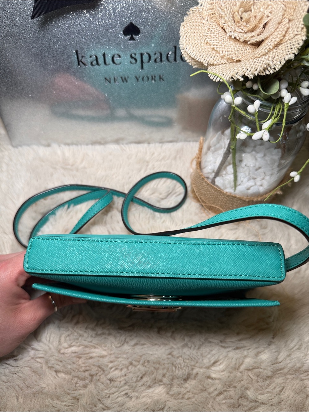 ✨ Kate Spade Sally Newbury Lane turquoise saffiano leather crossbody bag✨ - Picture 11 of 13